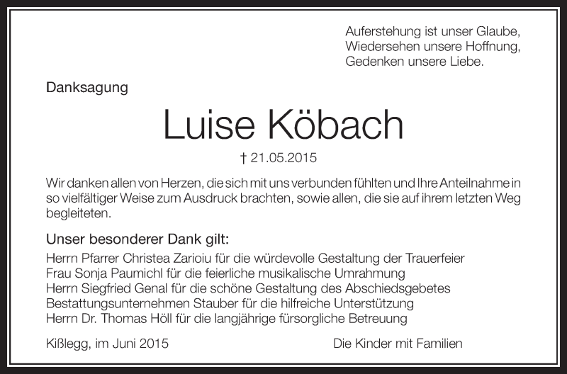 Traueranzeigen Von Luise K Bach Schwaebische De Trauerportal