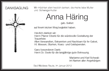 Anzeige von Anna Höring von Schwäbische Zeitung