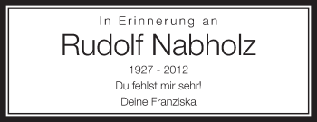 Anzeige von Rudolf Nabholz von Schwäbische Zeitung