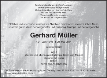 Anzeige von Gerhard Müller von Schwäbische Zeitung