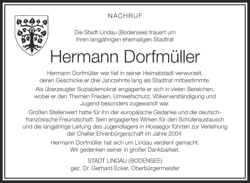  Traueranzeige für Hermann Dorfmüller vom 20.10.2014 aus Schwäbische Zeitung