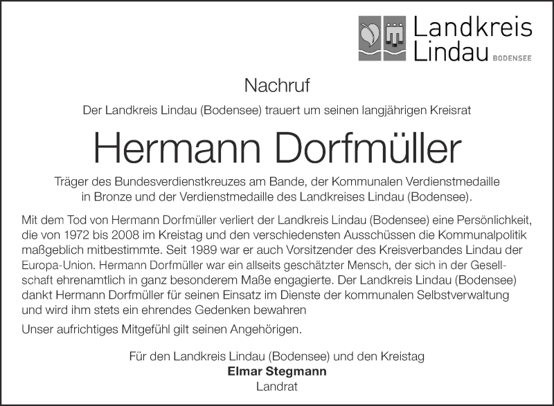  Traueranzeige für Hermann Dorfmüller vom 20.10.2014 aus Schwäbische Zeitung