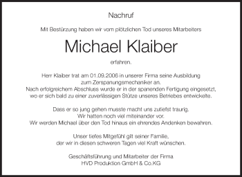 Traueranzeigen Von Michael Klaiber Schwaebische De Trauerportal