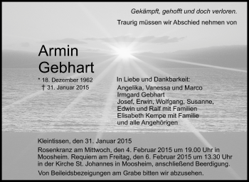 Traueranzeigen Von Armin Gebhart Schwaebische De Trauerportal