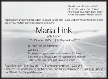 Traueranzeigen Von Maria Link Schwaebische De Trauerportal