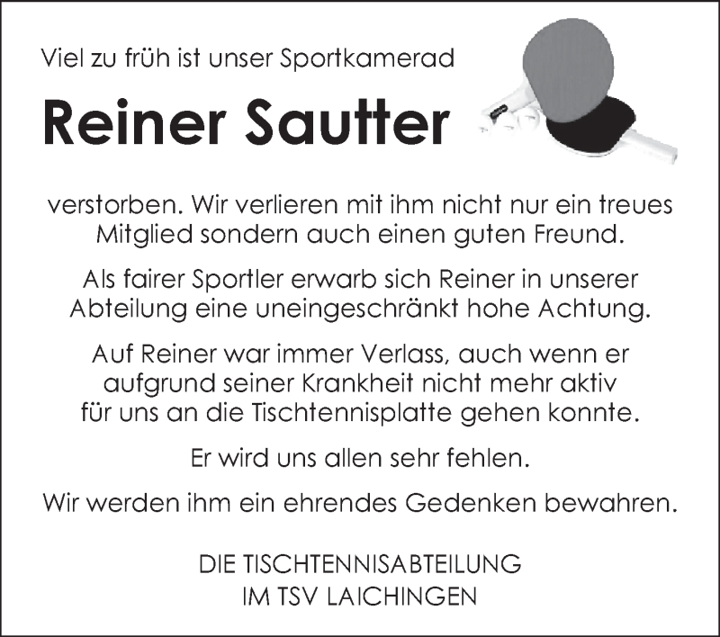 Traueranzeigen Von Reiner Sautter Schwaebische De Trauerportal