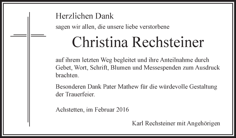 Traueranzeigen Von Christina Rechsteiner Schwaebische De Trauerportal