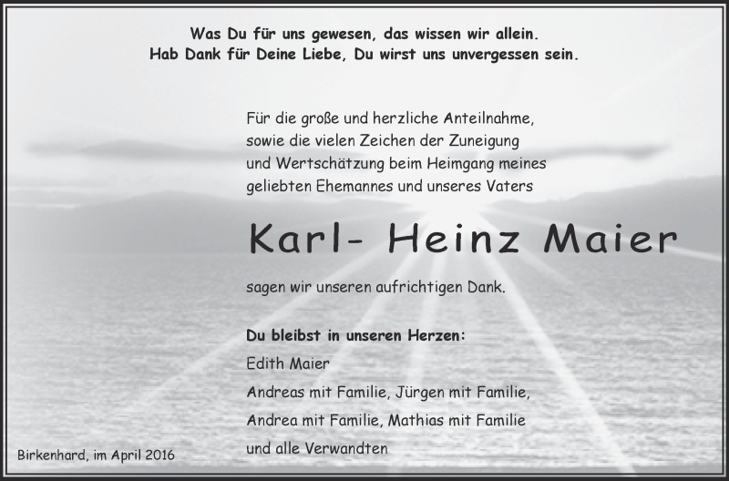 Traueranzeigen Von Karl Heinz Maier Schwaebische De Trauerportal