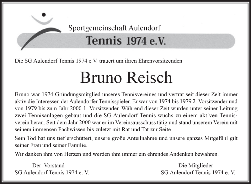  Traueranzeige für Bruno Reisch vom 24.05.2016 aus Schwäbische Zeitung