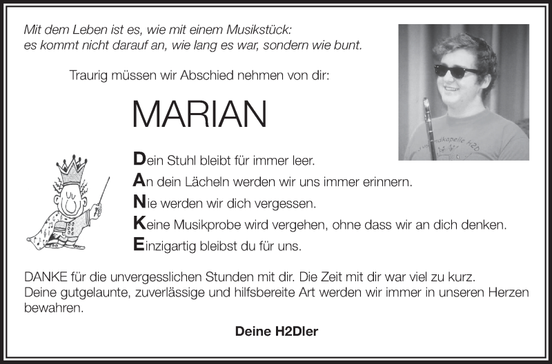  Traueranzeige für Marian Otto vom 21.04.2016 aus Schwäbische Zeitung