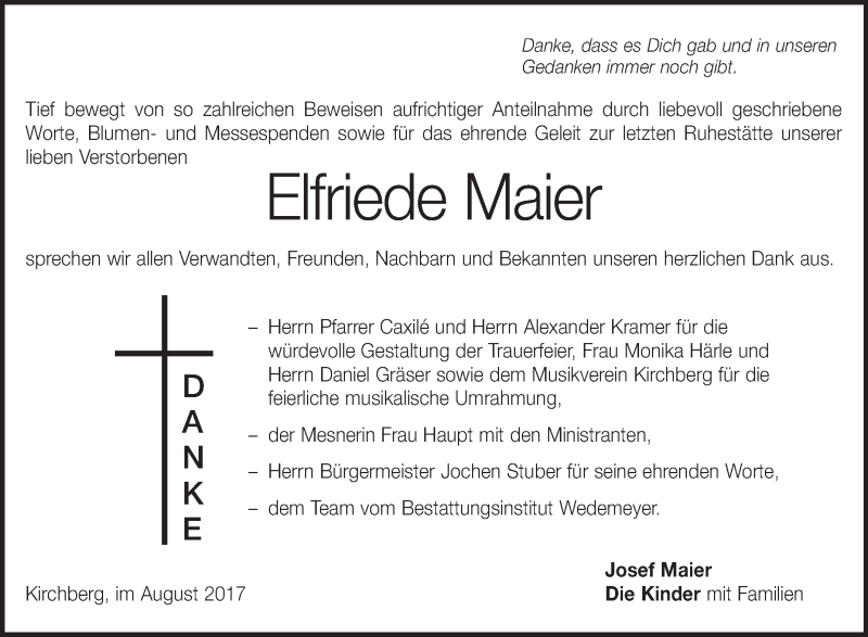 Traueranzeigen Von Elfriede Maier Schwaebische De Trauerportal