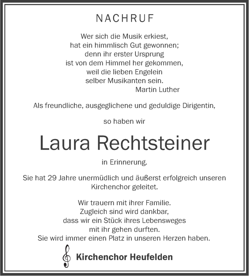 Traueranzeigen Von Laura Rechtsteiner Schwaebische De Trauerportal