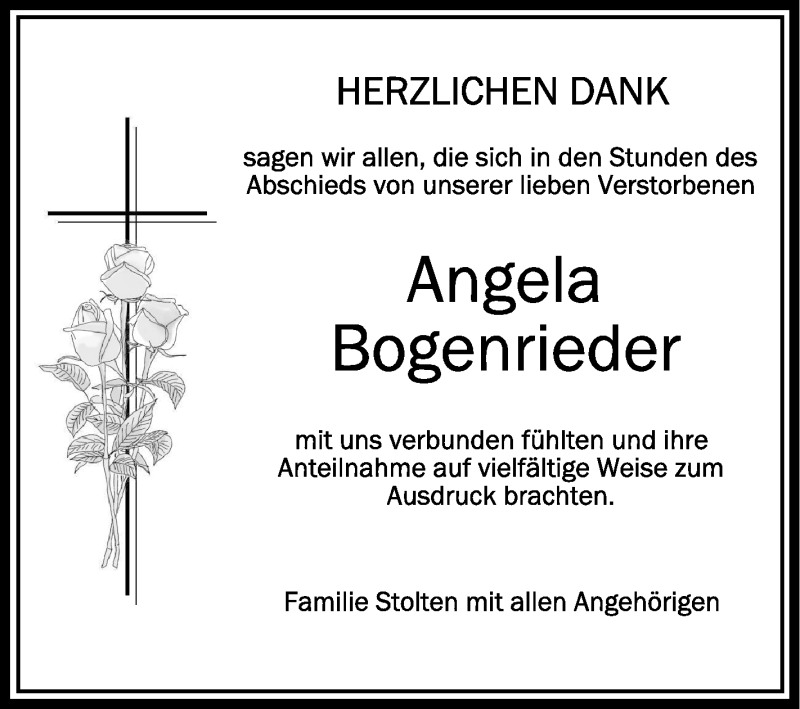 Traueranzeigen Von Angela Bogenrieder Schwaebische De Trauerportal