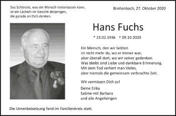 Traueranzeigen Von Hans Fuchs Schwaebische De Trauerportal