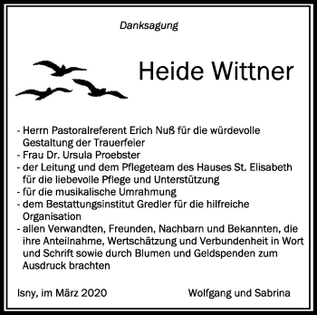 Traueranzeigen Von Heide Wittner Schwaebische De Trauerportal