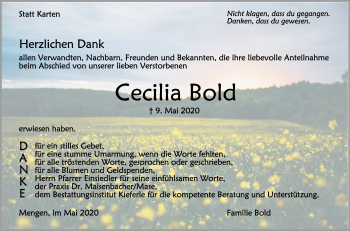Anzeige von Cecilia Bold von Schwäbische Zeitung