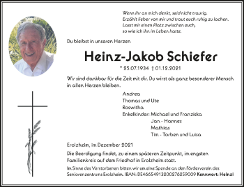 Traueranzeigen Von Heinz Jakob Schiefer Schwaebische De Trauerportal