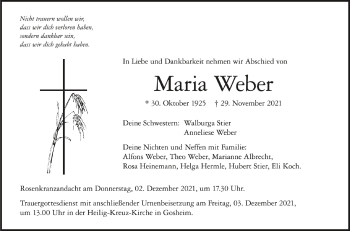 Traueranzeigen Von Maria Weber Schwaebische De Trauerportal