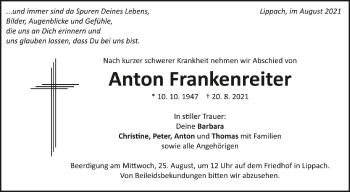 Anzeige von Anton Frankenreiter von Schwäbische Zeitung