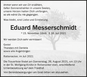 Anzeige von Eduard Messerschmidt von Schwäbische Zeitung