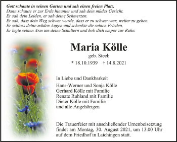 Anzeige von Maria Kölle von Schwäbische Zeitung