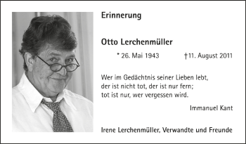 Anzeige von Otto Lerchenmüller von Schwäbische Zeitung