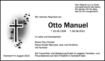 Anzeige von Otto Manuel von Schwäbische Zeitung