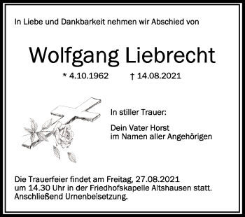 Anzeige von Wolfgang Liebrecht von Schwäbische Zeitung