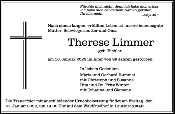 Traueranzeigen Von Therese Limmer Schwaebische De Trauerportal