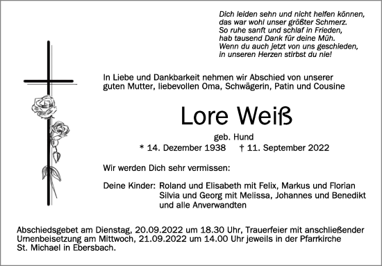 Traueranzeigen Von Lore Wei Schwaebische De Trauerportal