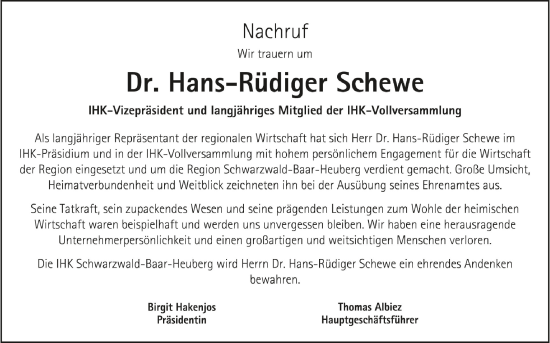 Traueranzeigen von Hans Rüdiger Schewe schwaebische de Trauerportal