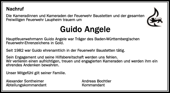 Traueranzeigen Von Guido Angele Schwaebische De Trauerportal