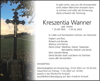 Traueranzeigen Von Kreszentia Wanner Schwaebische De Trauerportal