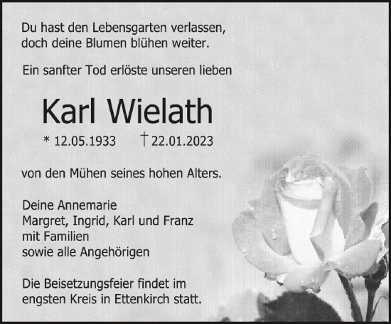 Traueranzeigen Von Karl Wielath Schwaebische De Trauerportal