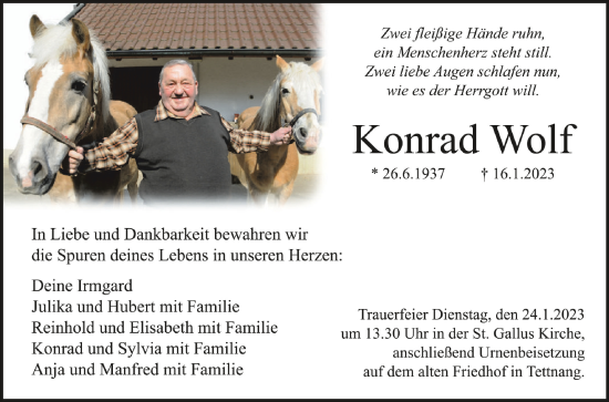 Traueranzeigen Von Konrad Wolf Schwaebische De Trauerportal