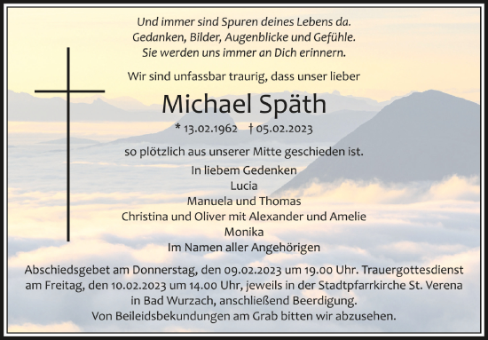 Traueranzeigen von Michael Späth schwaebische de Trauerportal