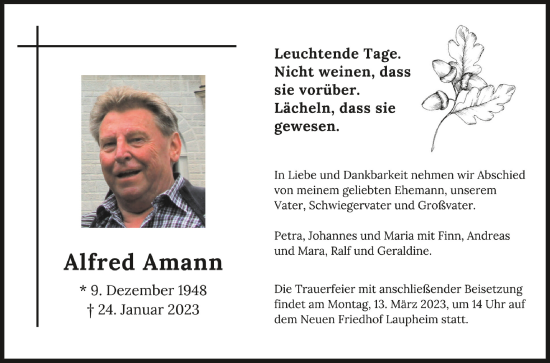 Traueranzeigen Von Alfred Amann Schwaebische De Trauerportal