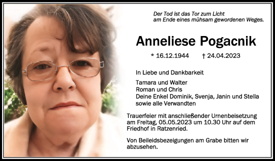 Traueranzeigen Von Anneliese Pogacnik Schwaebische De Trauerportal