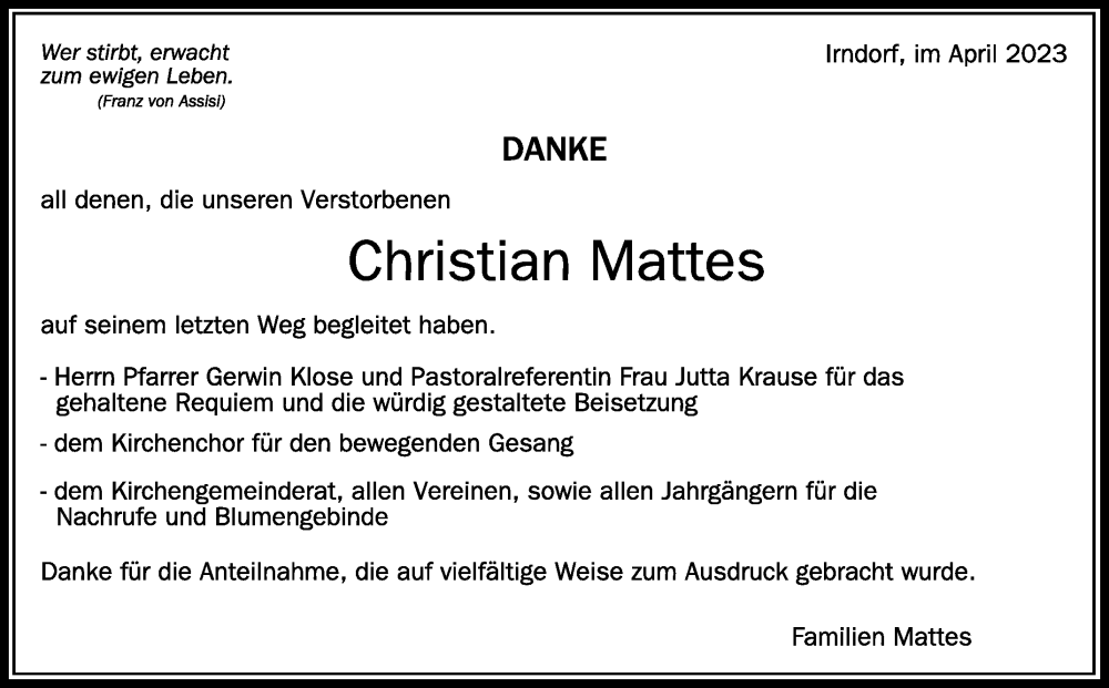 Traueranzeigen Von Christian Mattes Schwaebische De Trauerportal