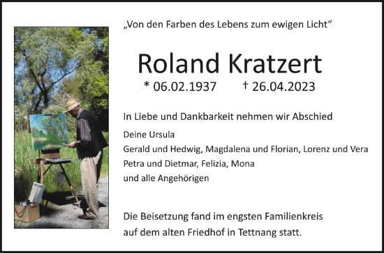 Traueranzeigen Von Roland Kratzert Schwaebische De Trauerportal