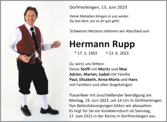 Traueranzeigen Von Hermann Rupp Schwaebische De Trauerportal