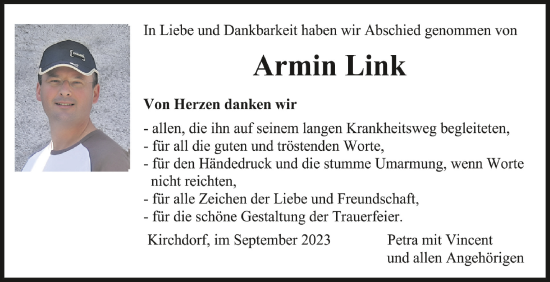 Traueranzeigen Von Armin Link Schwaebische De Trauerportal