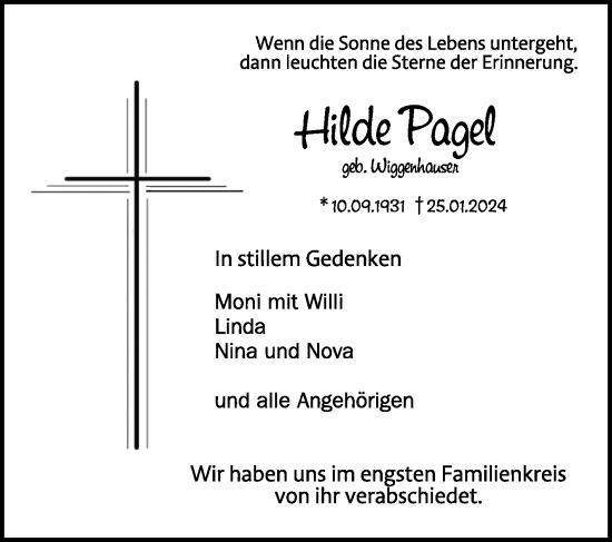 Traueranzeigen Von Hilde Pagel Schwaebische De Trauerportal