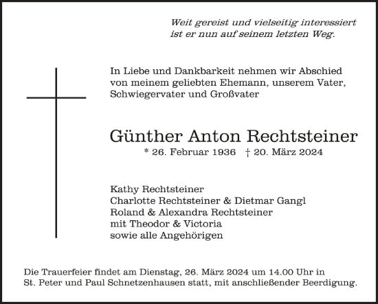 Traueranzeigen von Günther Anton Rechtsteiner schwaebische de