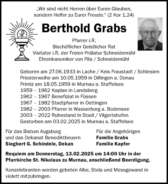 Traueranzeigen Von Berthold Grabs Schwaebische De Trauerportal