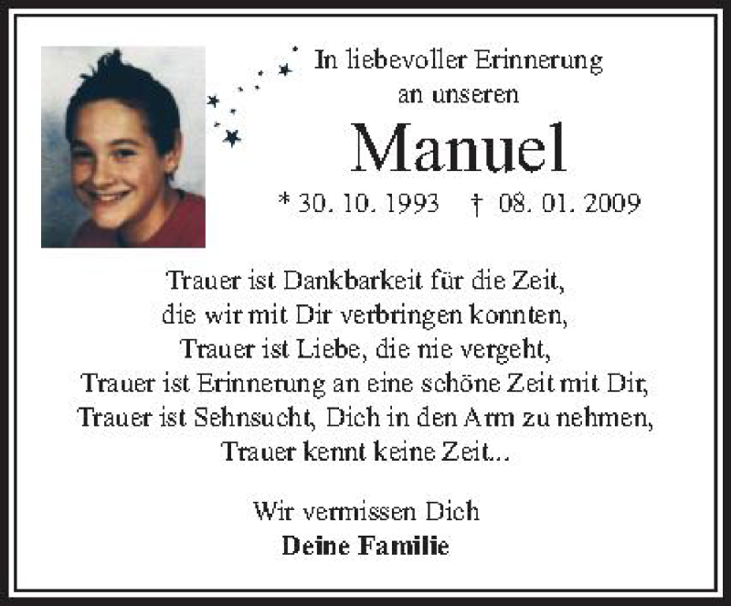  Traueranzeige für Manuel Angele vom 07.01.2012 aus Schwäbische Zeitung