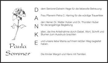 Anzeige von Paula Sommer von Schwäbische Zeitung