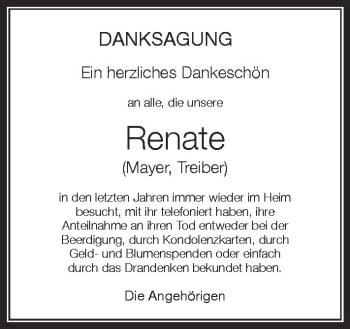 Anzeige von Renate  von Schwäbische Zeitung