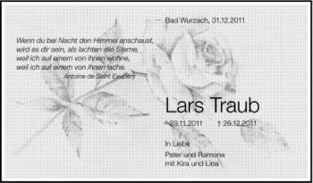 Anzeige von Lars Traub von Schwäbische Zeitung