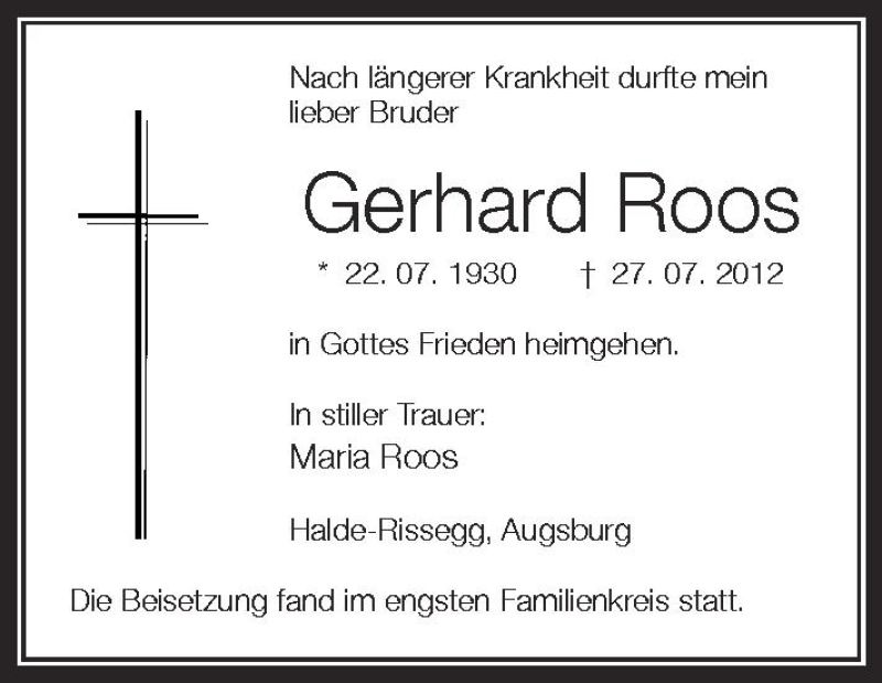 Traueranzeigen Von Gerhard Roos Schwaebische De Trauerportal My Xxx